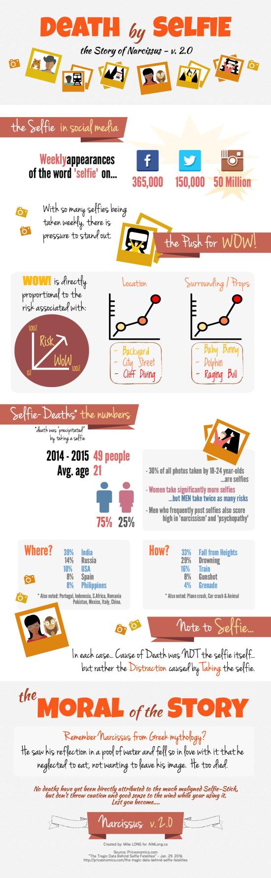 Infographic, Death by Selfie, Selfie Stick, Priceonomics, The Tragic Data behind Selfie Fatalities